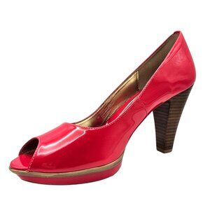 Sofft Sz 9 Ramona II Peep Toe Pumps Heels Patent Leather Pink
